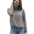 thumbnail image 1 of Hauts pour Femmes avec Cache-Cou, chandail-Over Rafraîchissant, Protection Solaire, Manches Longues, Respirant, Léger, Chemises d'Été pour Camping Randonnée Gris, 1 of 6