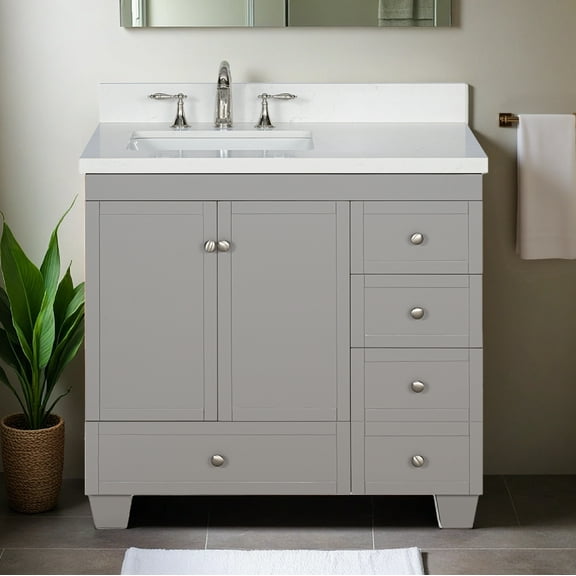 Lavanti Depos Solidwood 36-inch Bathroom Vanity with Left Sink - Stylish Gray