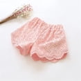thumbnail image 4 of Girls Eyelet Lace Shorts Elastic Waist Scallop Hem Lightweight Casual Shorts for Summer Beach Vacation Daily Wear & Family Gathering Outfits Pink 110, 4 of 5