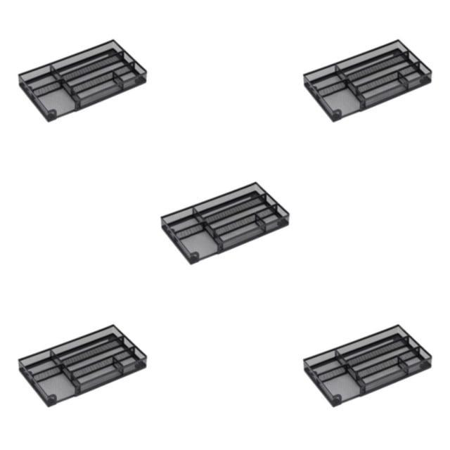 Organizador de escritorio Kenally 6 compartimentos Malla Metálica Negro Type2 NO2