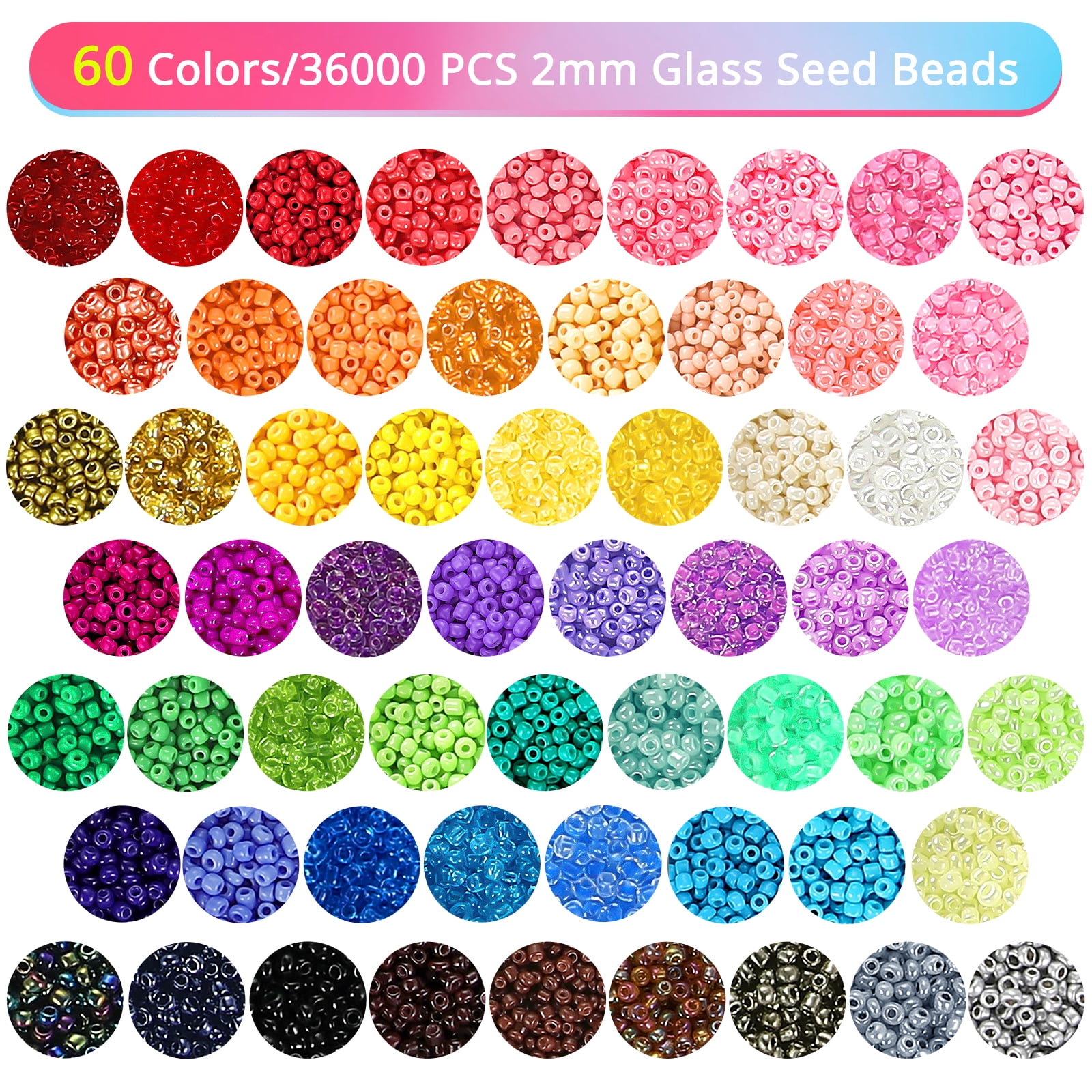 Funtopia Beads for Threading, 20000 Pieces 2 mm Glass Beads and 4000 Pieces  6 mm Clay Beads Set with 300 A-Z Letters, 75 Smiley & Love Beads for  Bracelets Necklaces Ring Make