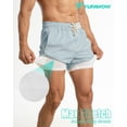 thumbnail image 3 of 2 in 1 Seersucker Men Swim Trunk with Compression Liner 7 Inches Quick Dry Zipper Pockets Swimming Bathing Summer Beach Shorts for Cruise Beach Pool Board, 3 of 5