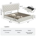 thumbnail image 2 of Eastvita Full/Queen/King Size Bed Frame with 4 Storage Drawers and Headboard, Linen Upholstered Platform Bed Frame, Diamond Stitched Button Tufted, Easy Assemble, Noise-Free, No Box Spring Needed, 2 of 7