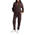 thumbnail image 2 of Women's Thermal Half Zip Sweatsuit Set, Fleece Lined Two Piece Outfit, Solid Color Pullover and Straight Leg Pants, Winter Workout Set, Running Yoga Outfit Coffee L, 2 of 9