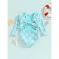 thumbnail image 5 of pengnight Kids Baby Girl Summer Swimwear,6-24 Months 2T 3T 4T Floral Print Back Bandage Knot Cutout Monokini One-Piece Jumpsuit Swimsuits Toddler Bathing Suits Beachwear, 5 of 10