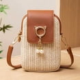 thumbnail image 3 of Woven Crossbody Phone Bag for Women with Adjustable Strap, Cute Cat Design, Mini Purse, Summer Travel, Casual & Beach Ready, 3 of 5