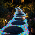 thumbnail image 2 of AsdQ Night Guide Pebbles Solar Colorful Luminous Garden Stones for Outdoor Landscaping, Solar Glow Rocks for Walkway, Fish Tank, Patio, Yard Decor (Multicolor, 400pcs), 2 of 9
