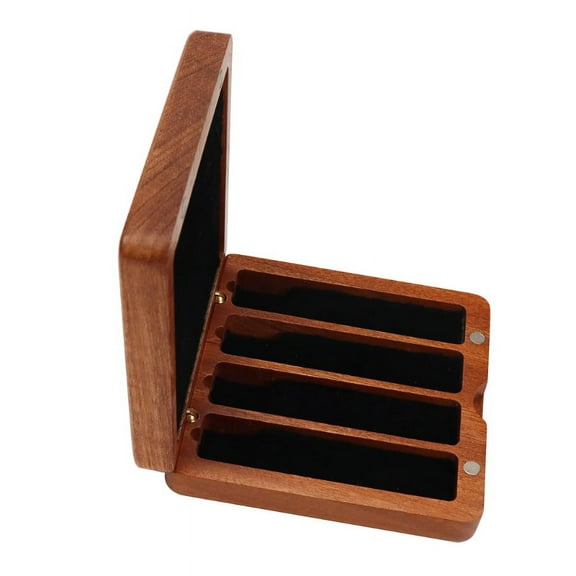 ZPAQI Wood Saxophone Reed Box for Clarinet Saxophone Hold Four Reeds