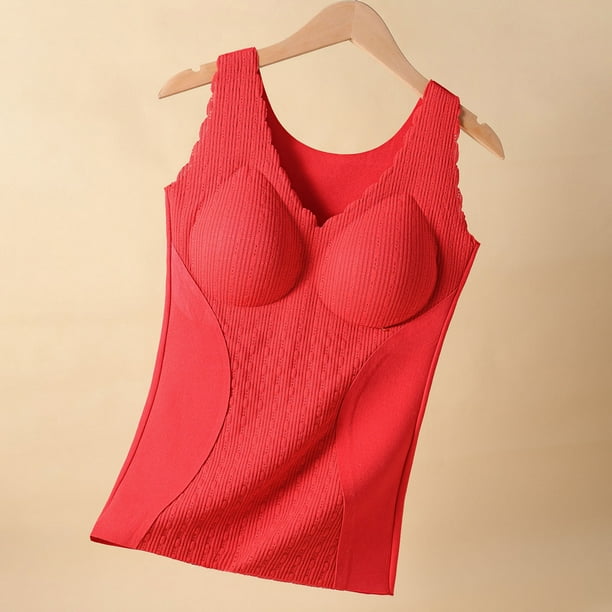 Ropa interior térmica para mujer, de poliéster, con cuello redondo, almohadilla para el pecho, cálida y calefactora.
