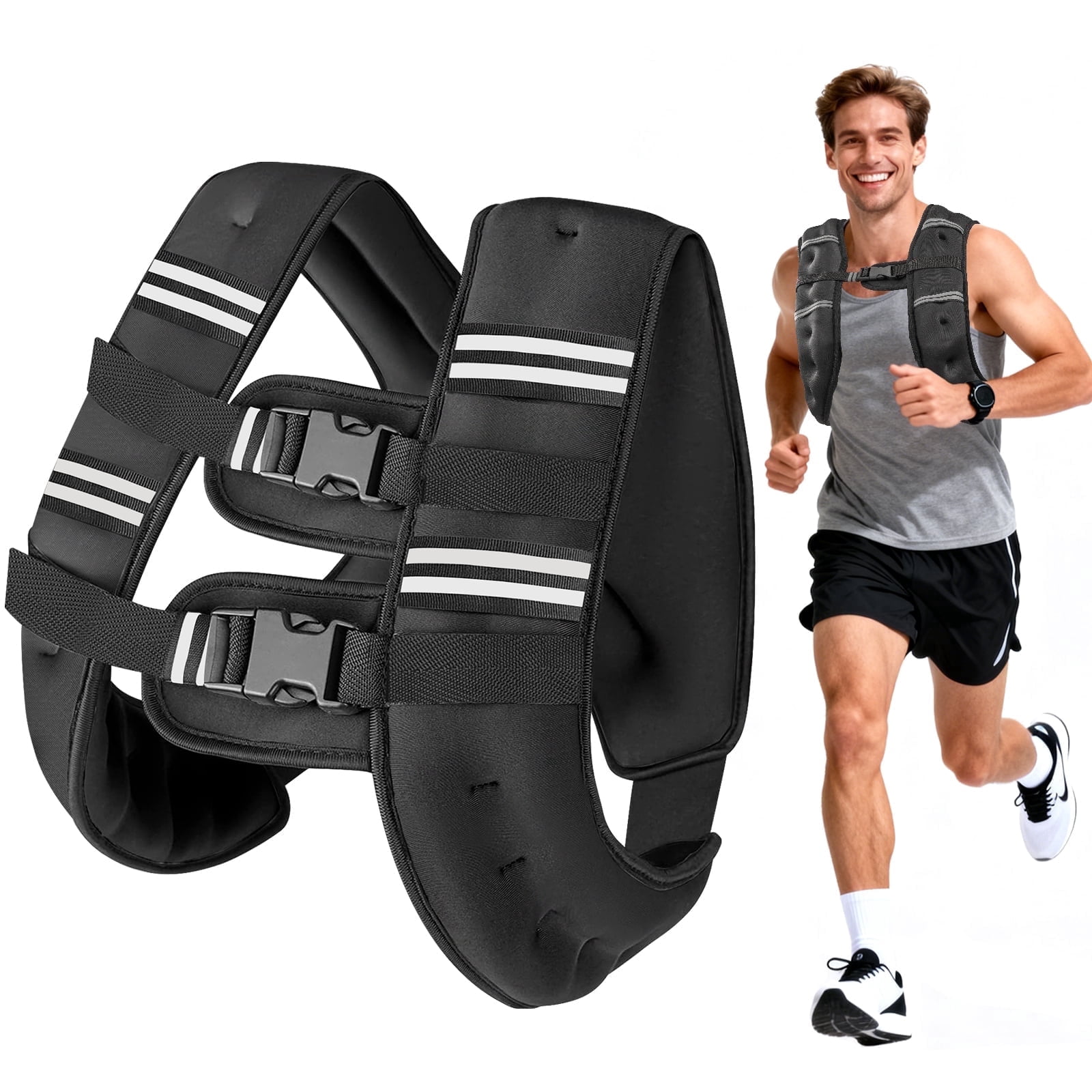 Weighted Vest 20 Lb Weight Vest for Woman Men Running Walking Weighted Vest Reflective Stripe Adjustable Buckle Straps Back Mesh Pocket for Strength Training Running