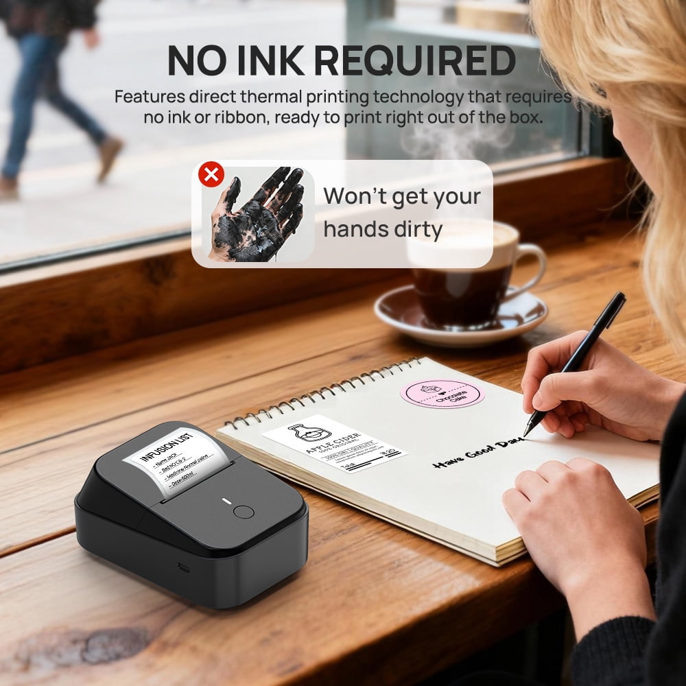 PM260 Label Maker Machine with Tape, 2 Inch Label Tape Maker Bluetooth Label Printer, Inkless Portable Label Maker, Black