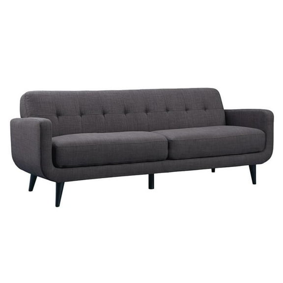 Pemberly Row Contemporary Sofa with Tufted Back Cushions in Charcoal