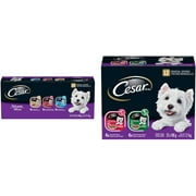 CESAR Classic Loaf in Sauce Wet Dog Food Delicacies Variety Pack, 24x100g Trays & Filets in Sauce: 6 Roasted Turkey Flavour and 6 Prime Rib Flavour 12x100g