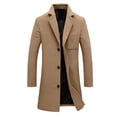 thumbnail image 4 of Men Lapel Single Breasted Mid‑Length Coat Long Sleeve Button Overcoat with Patch Pocket,Warm Windproof Winter Outdoor Outwear,Beige,M, 4 of 6