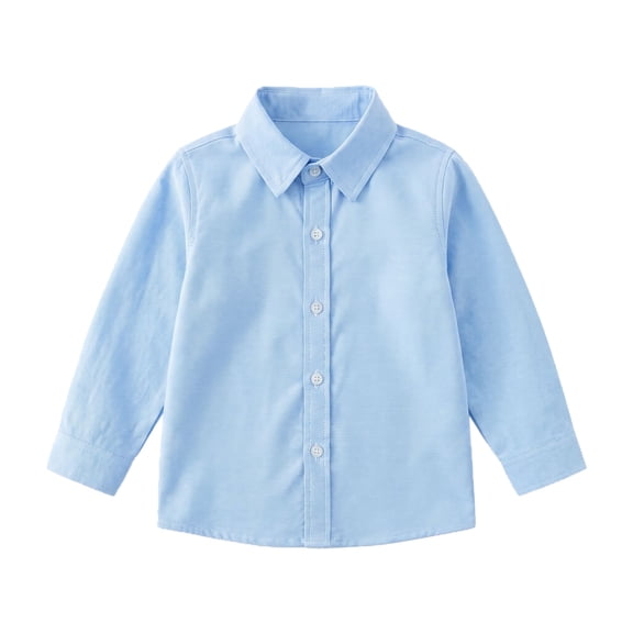 GCETTIC Little Boys Polo Boys Stretch Wrinkle Free Dress Shirt Long Sleeve Button Down Style Stretch formal School Casual Standard Husky Blue,17 Years