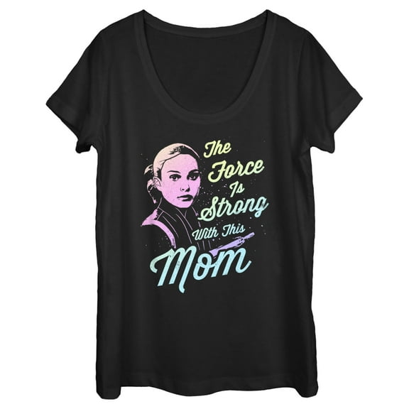 Women's Star Wars Mother's Day Padme Amidala The Force is Strong with this Mom  Graphic Tee Black Medium