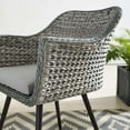 thumbnail image 5 of Modway Endeavor 19" Rattan & Fabric Outdoor Patio Dining Arm Chair in Gray, 5 of 6
