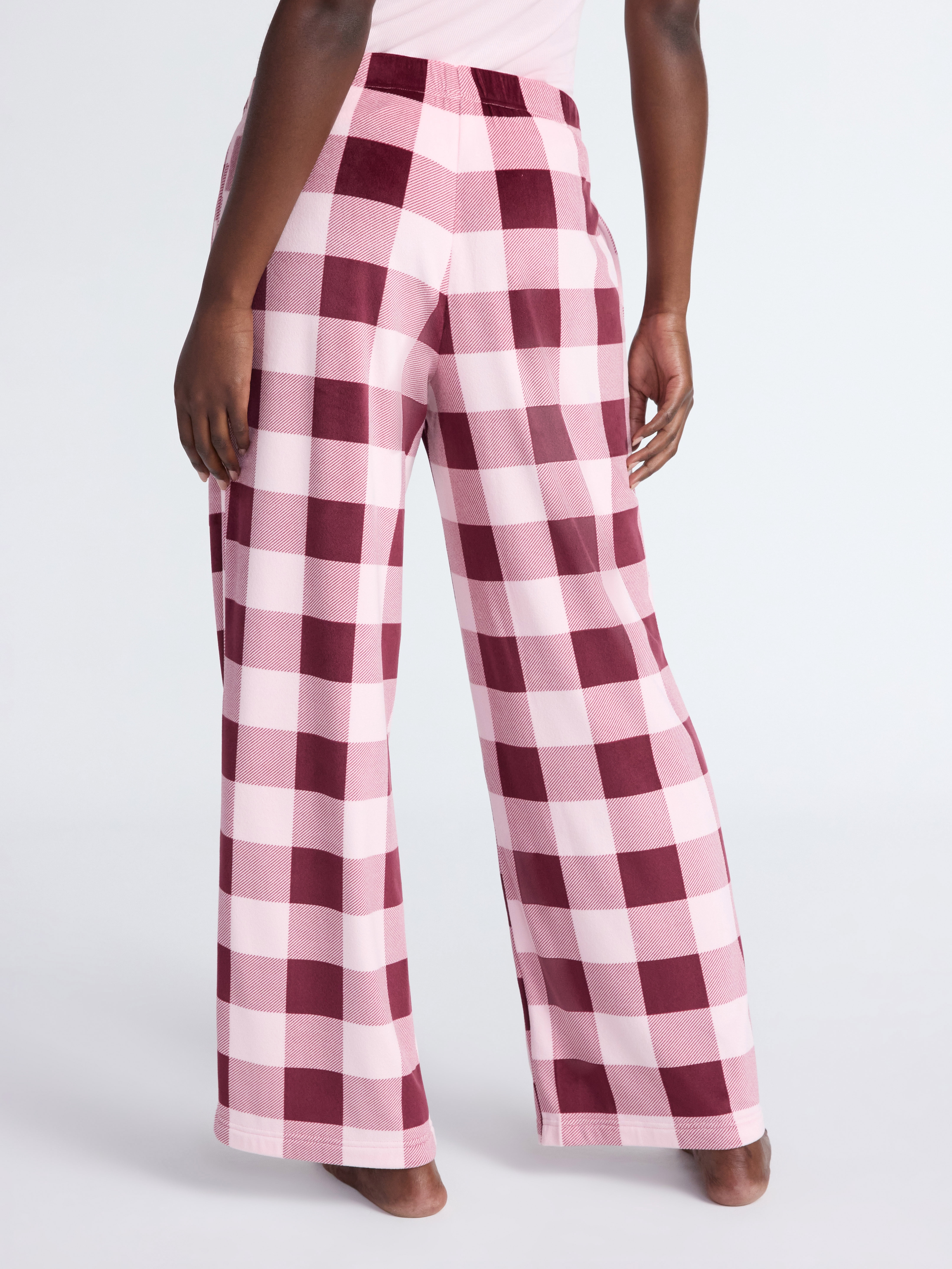 Joyspun Women's Velour Wide-Leg Sleep Pants, Size XS-3X