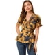 thumbnail image 1 of AllegK Blucon cuello en V floral con volantes y mancorpamujer Amarillo M, 1 of 6