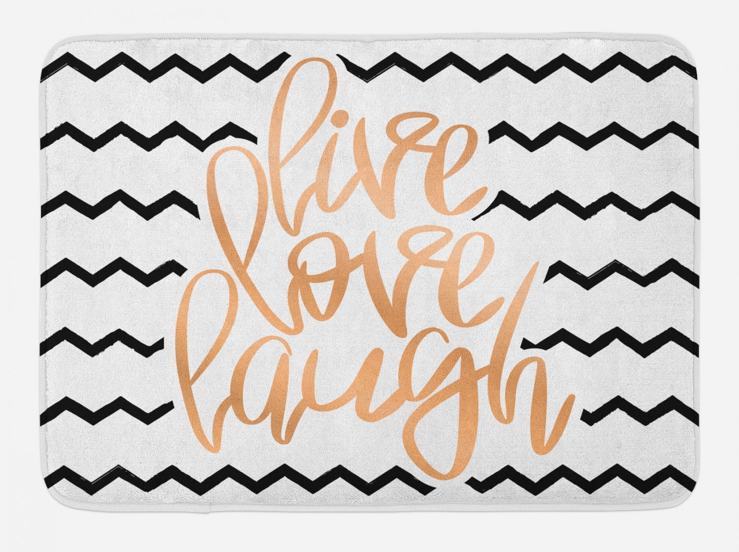 Live Laugh Love Bath Mat, Motivational Calligraphic Artwork with