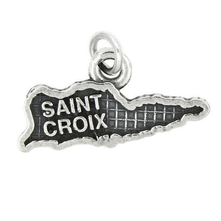 Map Usa Sterling Silver Charm - Sterling Silver Oxidized Travel Map of Saint Croix Charm