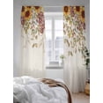 thumbnail image 3 of Fall Sheer Curtains 84 inches Long, Eucalyptus Leaf Autumn Leaves Sunflower Linen Light Filtering Sheer Window Curtains Rod Pocket Voile Drapes for Bedroom Living Room, 52"W x 84"L 2 Panels, 3 of 7