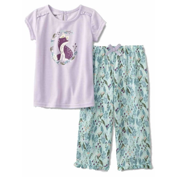 Infant & Toddler Girls Purple & Blue Fox Pajamas Lightweight Sleep Set 2T
