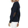 thumbnail image 4 of Yemak Women's Long Sleeve Honeycomb Stitch Sweater Top with Leather Patches MK3354-NAV-M-BD, 4 of 4