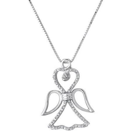 Knots of Love Sterling Silver 1/10 Carat T.W. Diamond Angel Pendant, 18
