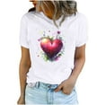 thumbnail image 2 of Fartey Women Valentine's Day Short Sleeve Tops Casual Loose Summer T Shirts Soft Stretch Crew Neck Tee Shirt Fashion Cute Heart Graphic Tees 2025 White S-3XL, 2 of 5