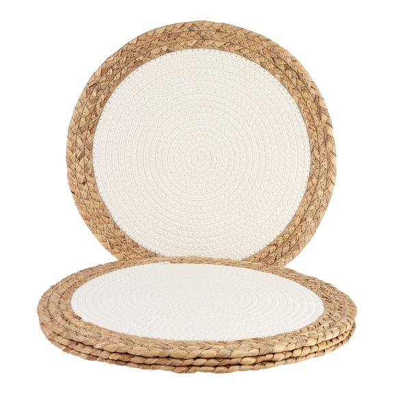 Unique Bargains Set of 4 Placemats for Dining Table Decor Table Mats Beige 14x14in