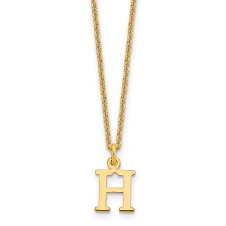 Diamond2Deal 10K Yellow Gold Cutout Letter H Initial Necklace for Women 18"