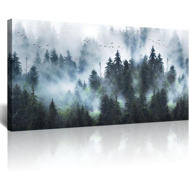 Imagen de un paisaje forestal nebuloso — Arte decorativo para el hogar