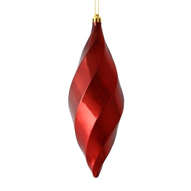 Vickerman M183119S 8 in. Wine Shiny Swirl Finial Ornament 6 per Bag