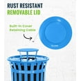 thumbnail image 5 of Trash can Lid for Alpine Slatted Commercial Outdoor Trash Can Series - Weather Resistant Round Metal Trash Can Rain Bonnet Lid (Blue), 5 of 8