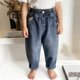 thumbnail image 3 of Pantalones vaqueros largos de moda para niñas, vaqueros con cintura elástica y ribete de encaje, pantalones casuales holgados y ligeramente acampanados, pantalones cómodos, pantalones de poliéster par, 3 of 7