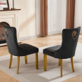 thumbnail image 2 of Tcbosik Velvet Dining Chairs Set of 2, Upholstered Dining Room Chair with Button Tufted Back & Solid Wood Legs for Kitchen, Living Room, Black, 2 of 11