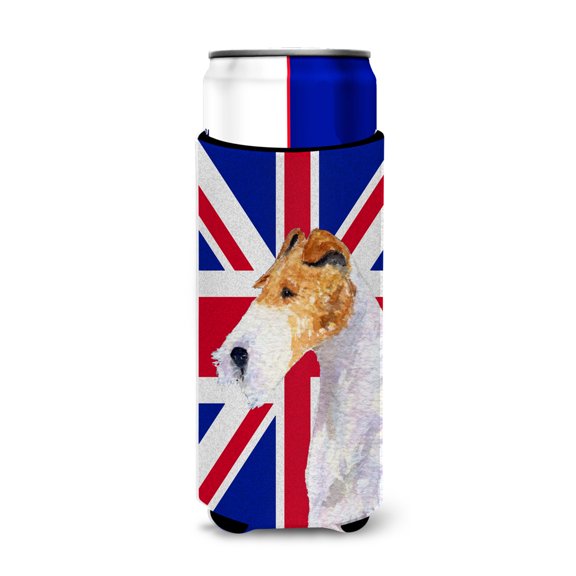 Fox Terrier with English Union Jack British Flag Ultra Hugger for slim cans