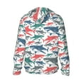 thumbnail image 3 of Kll Colorful Shark Print Men'S Women’s Upf 50+ Sun Protection Outdoor Hoodie Jacket Long Sleeve Fishing Hiking Performance Shirt- Medium, 3 of 8