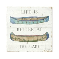 Stupell Industries Life Better at Lake Weathered Canoes Graphic Art Gallery Wrapped Canvas Print Wall Art, Design by Daphne Brissonnet