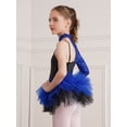 thumbnail image 4 of Haitryli Kids Girls One Shoulder Long Sleeve Sequin Ballet Dance Dress Tutu Leotard Latin Jazz Dancewear Royal Blue 16, 4 of 7