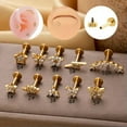 thumbnail image 2 of GKNET Stud Earring Piercing Zircon Gem Flat Back Push In Tragus Helix Cartilage Labret-golden-7#, 2 of 9