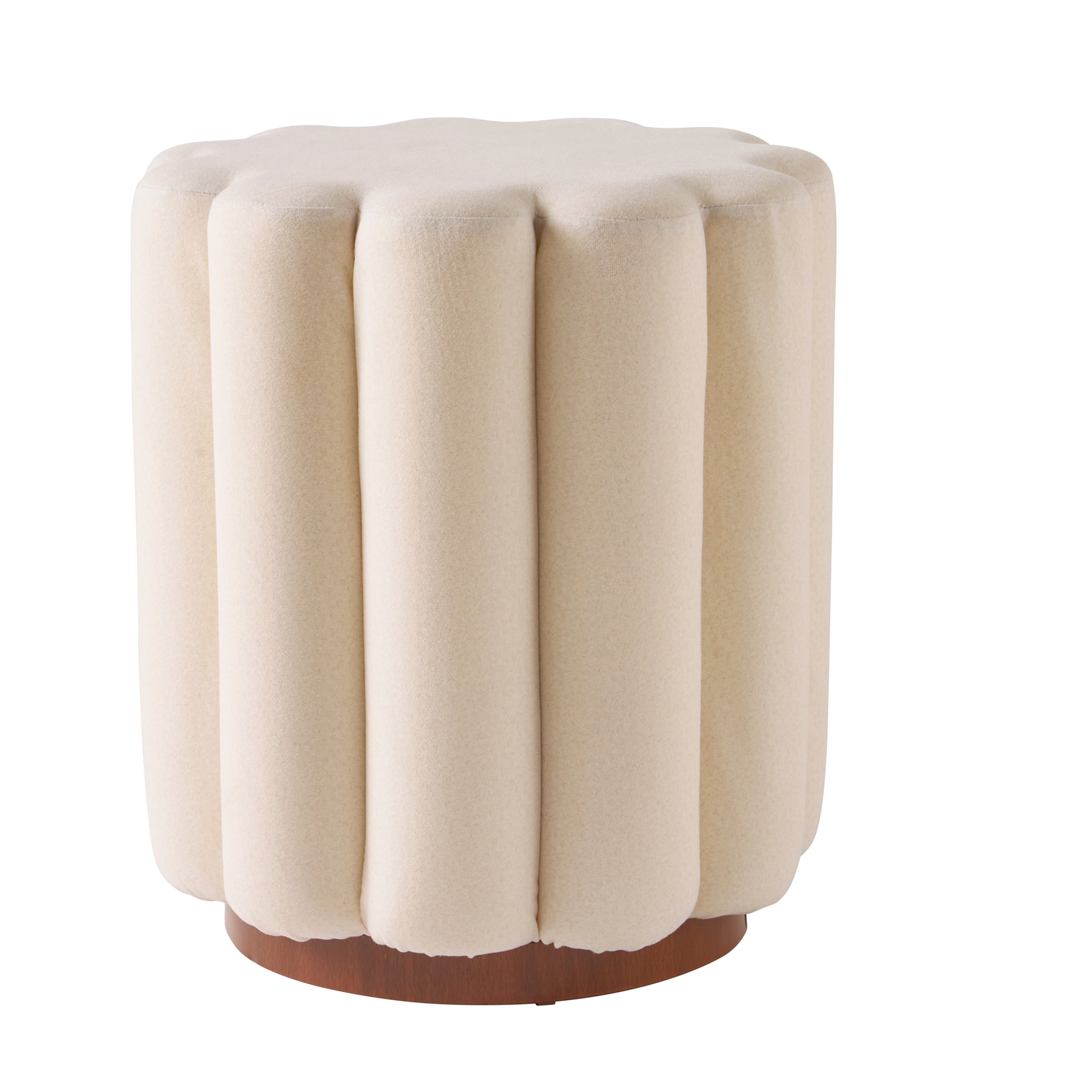 Better Homes & Gardens Lillian Velvet Tufted Ottoman, Cream