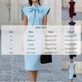 thumbnail image 3 of Karymi Solid Bow Tie Mock Neck Cap Sleeve Midi Bodycon Dress, Keyhole Front Slim Pencil Dress Elegant Office Business Party Dress Cocktail Dresses for Women, 3 of 5