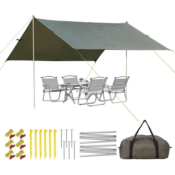 Beach Shade Sun Shelter Windproof Design 10FT*9FT, Waterproof Multifunctional Beach Tent Sun Shade for Beach, Camping, Fishing, Backyard and Picnics