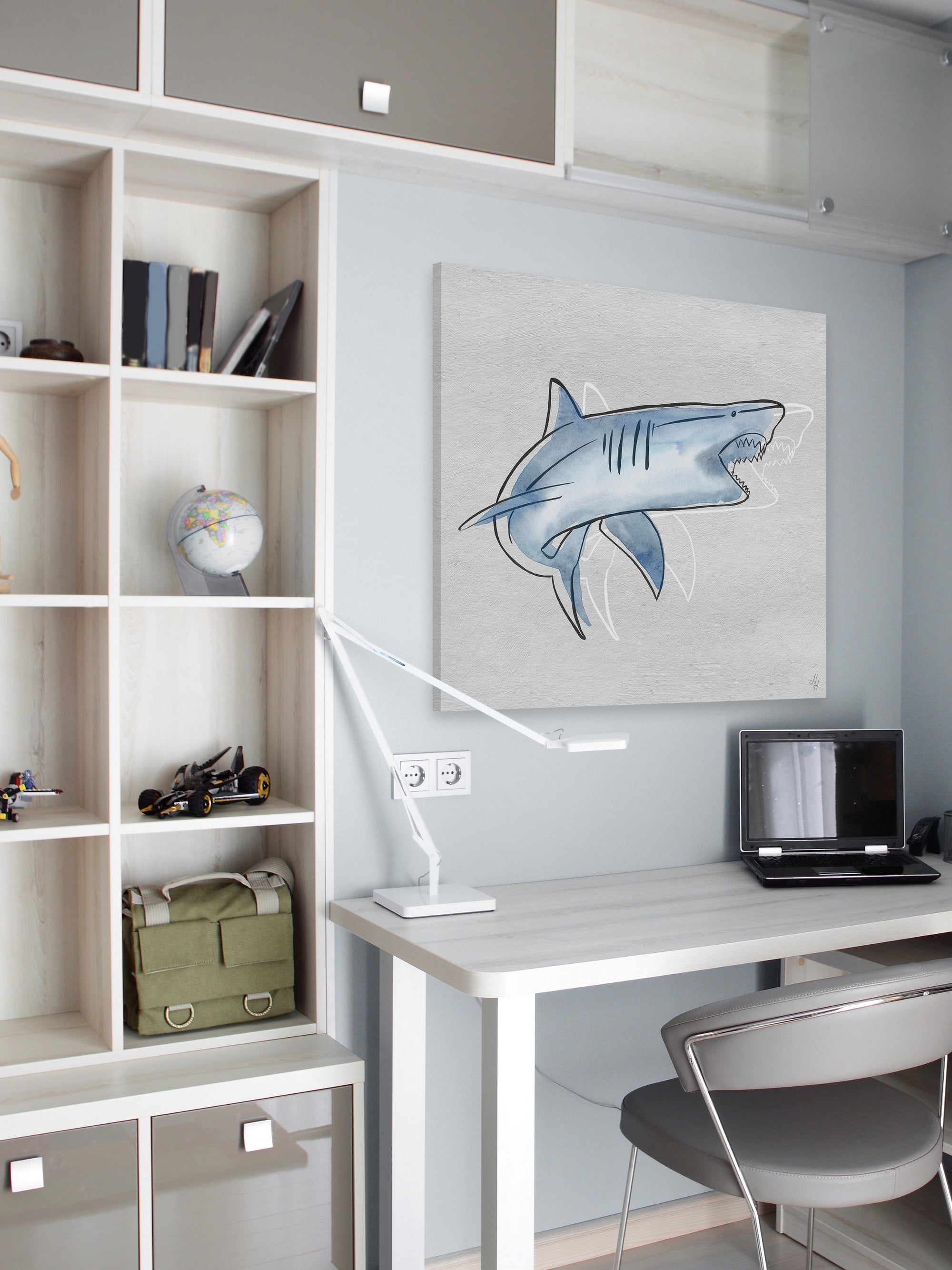Marmont Hill Big Biting Shark Canvas Wall Art