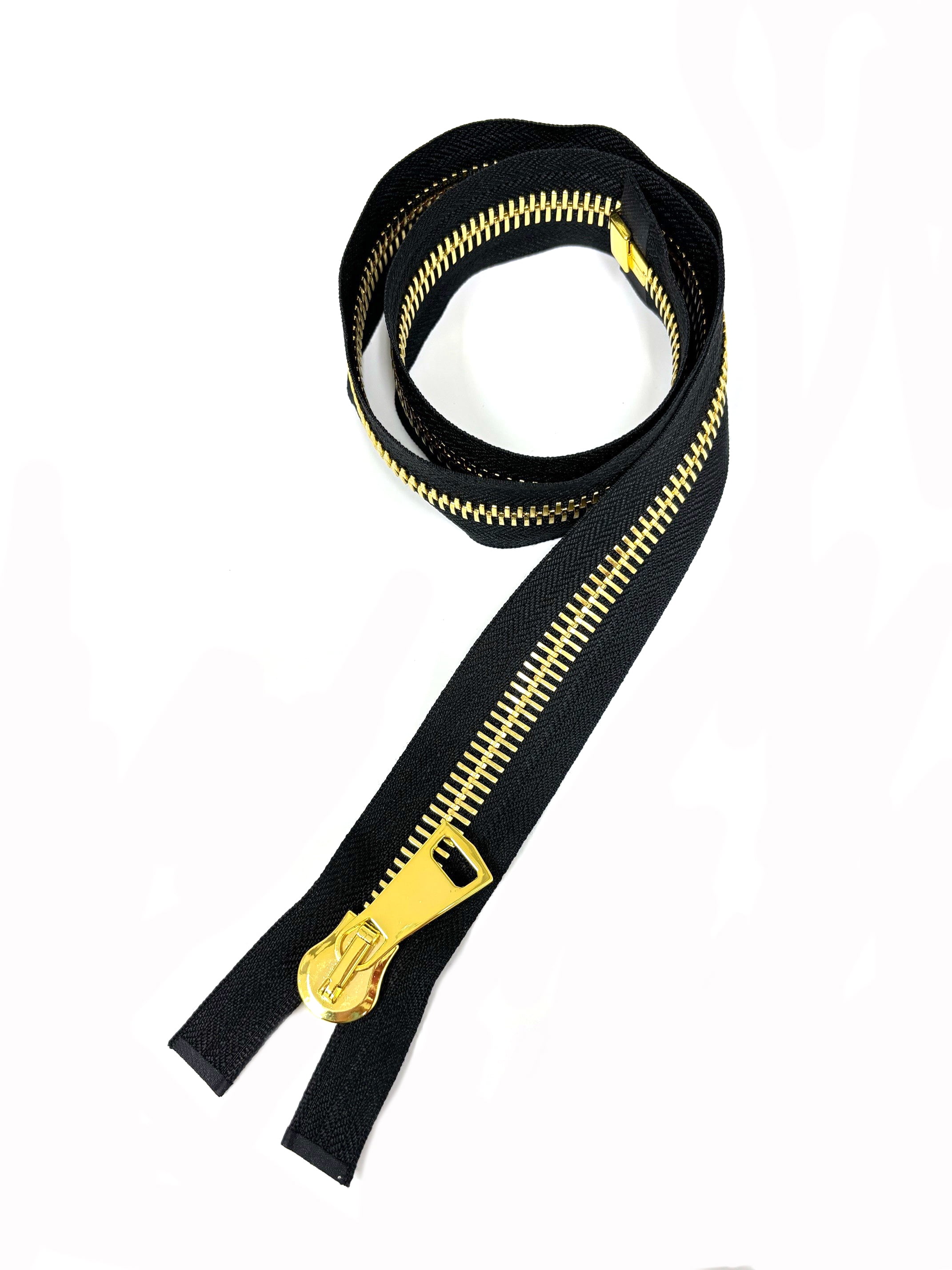 ZPRZ #15 Large & Heavy Shiny Gold Metal High Quality Black 36" Separating Zipper