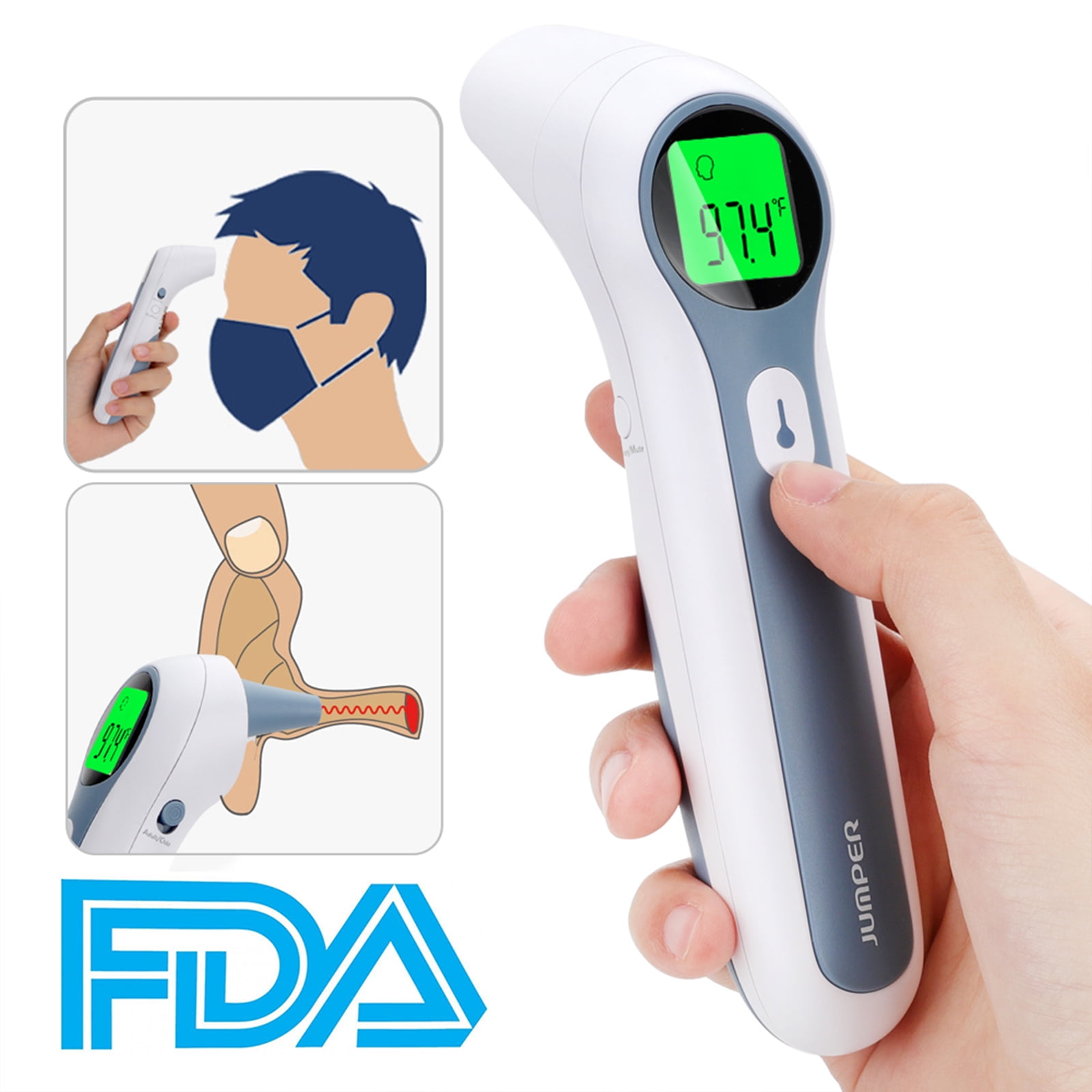 Non-Contact Infrared Digital Forehead Thermometer Baby Adult Temperature Gun FDA 