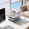 thumbnail image 4 of Modular Stackable Desk Organizer, Set of 4 Clear PET Letter Trays for Paper, Documents, Pens & Office Supplies - Space Saving Office Storage, 4 of 7
