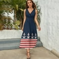 thumbnail image 5 of Nautical red white stripes and red anchor on blue background Sleeveless Dress dresses summer woman Aesthetic clothing, 5 of 6